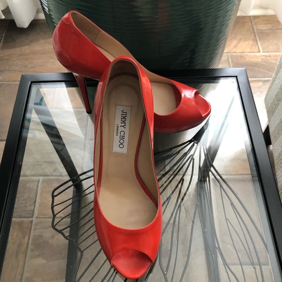 Jimmy Choo Pumps Heels Platform Shoes Peep Toe - Picture 7 of 7